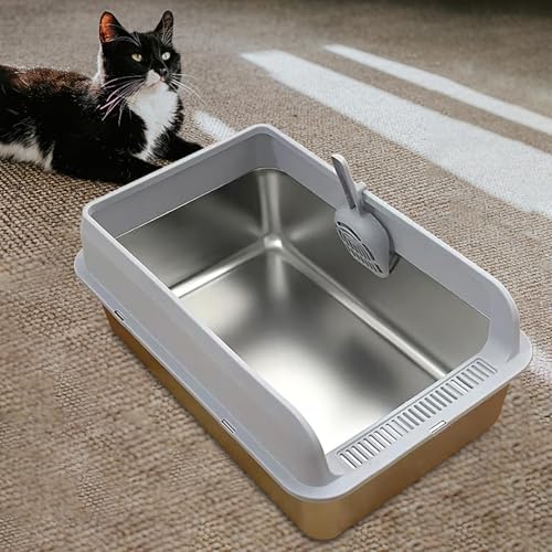 Bac à litière pour chat design gris clair idéal pour un salon propre et sans odeur - 5