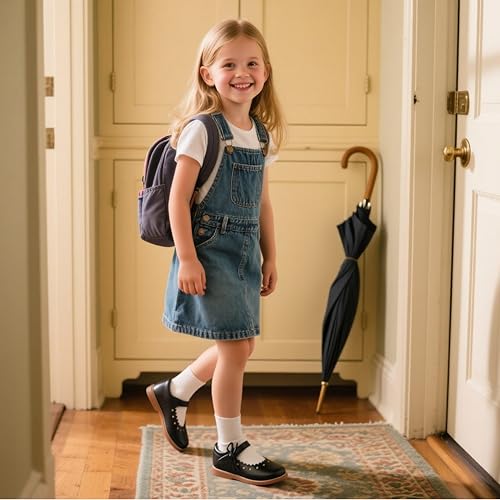 Image of Flaryzone Toddler Little Girl Mary Jane School Uniform Oxfords Flat Dress Shoes