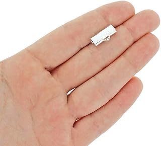 100 Silver Tone Ribbon Ends - 16mm x 7.5mm - FD062B