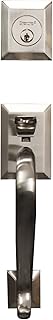 Bravura Hardware 913 Savannah Handleset Right Handed Modern Lever Modern with Charlotte Lever for Front Door Entrance Door, Satin Nickel
