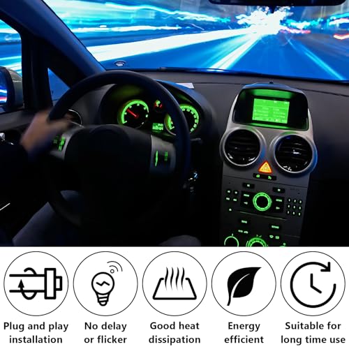 Image of ecocstm 12 PCS T5 LED Bulbs, 74 73 37 2721 Instrument Cluster Light Bulb, 12 Volt Bright Canbus Error Free LED Dashboard Light Bulb, 3030 SMD Automotive Replacement Bulbs (Green)