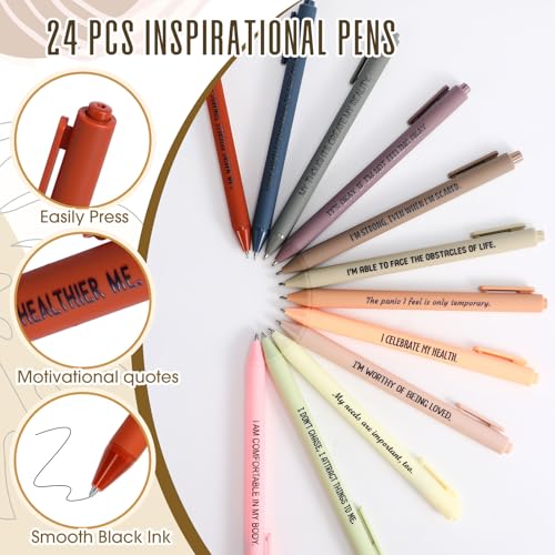 Image of Mooliwe 48 Pcs Positive Affirmation Gift Set Gratitude Notebooks with Pens Small Bags Motivational Encouragement Notepads Daily Affirmations Journal for Women Stress Relief Self Care (Rustic)