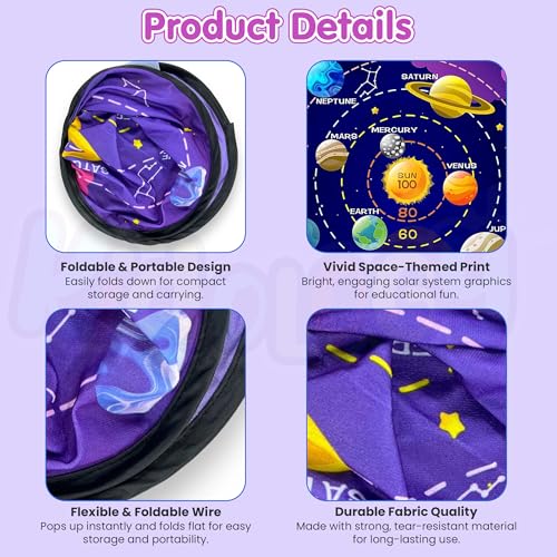 Image of Kidology 29 Inch Space Dart Board Game for Kids - Large Safe Sticky Ball Dart Board with 12 Sticky Balls, Indoor Outdoor Educational Dartboard Toy for Boys & Girls, Fun Party Game & Learning Gift