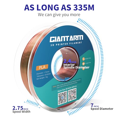 Image of GIANTARM 3D Printer Filament,Shiny Silk Red Green Dual PLA Filament,1.75mm Dimensional Accuracy + /-0.02mm, 1080 Feet per Roll, Vacuum Packaging, for Most 3D FDM Printer