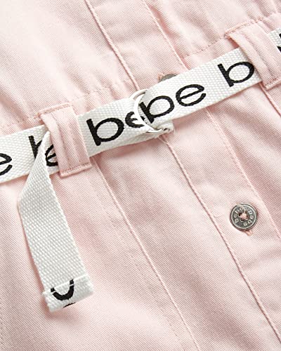 Bebe Girls' Shirt Dress - Lightweight Ruffle Cap Sleeve Button Down Woven Sundress (4-16), Size 14-16, Rose #TOP2