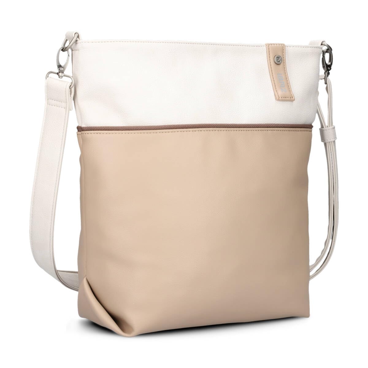 ZWEI Damen Umhängetasche Jana J12 Crossbody Bag 9 L - Bicolor Canvas-Stil, oat