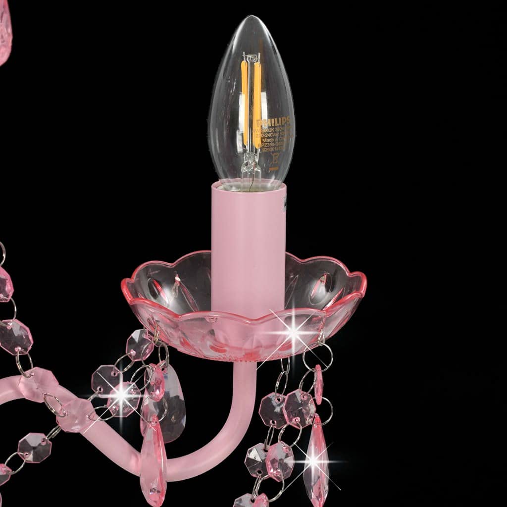 Generisch Kronleuchter mit Perlen Rosa Rund 3×E14,Heim Garten,Beleuchtung,Lampen-281598