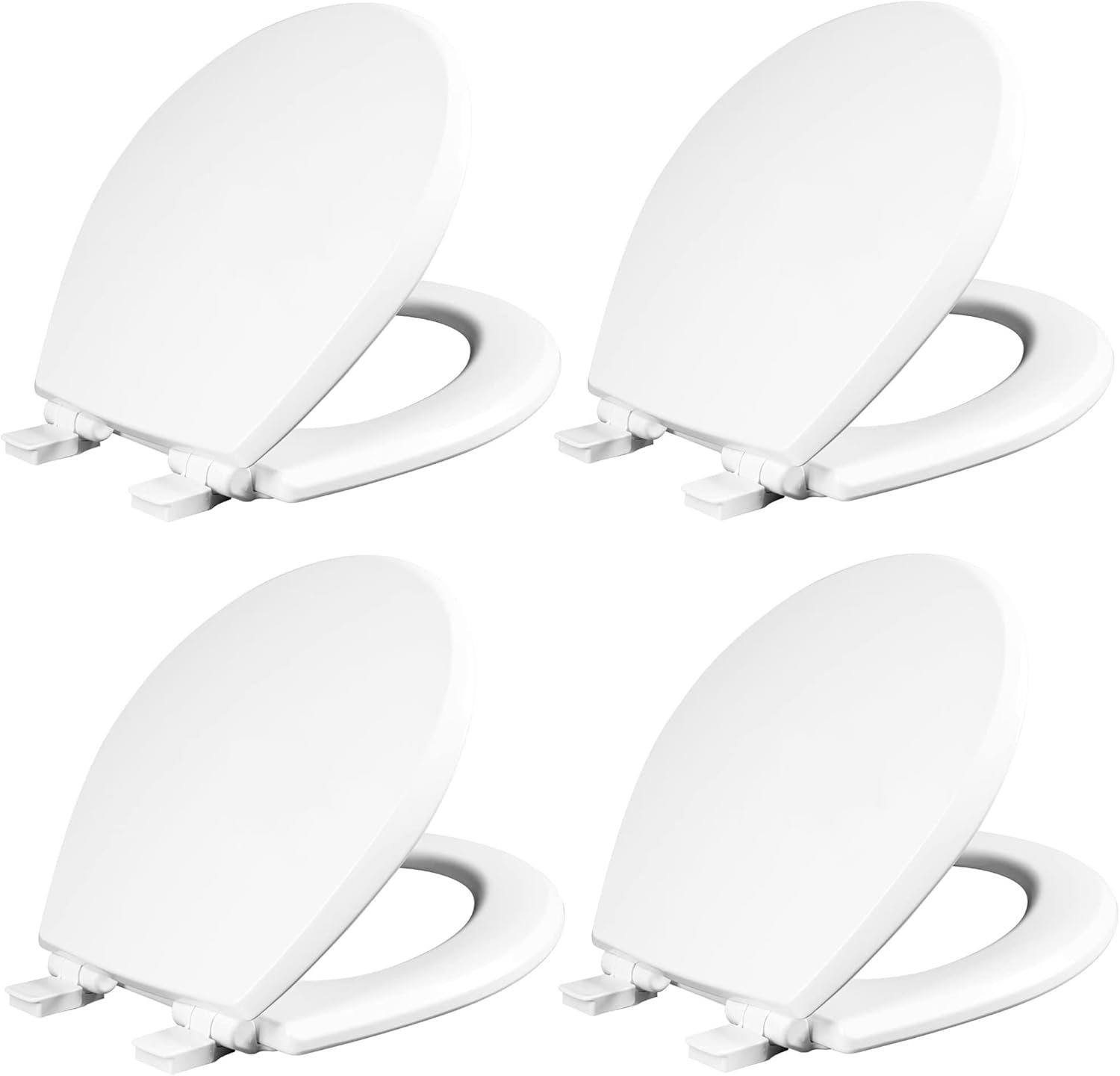 Mayfair 847SLOW Kendall Slow-Close, Removable Wood Toilet Seat That Will Never Loosen, ROUND, White, 4-Pack
