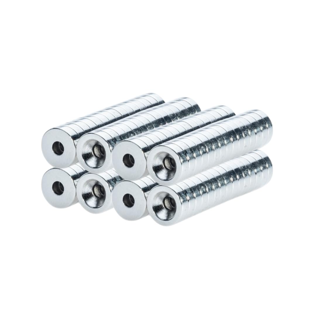 Italfitmagnetisrl | 120 sztuk - Magnesy z otworem neodymowym Siła 1,40 kg - Średnica 10 mm Grubość 4 mm Otwór 3,2 do wkręcania