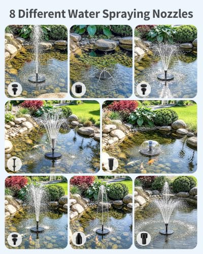 Image of POPOSOAP 12W Solar Fountain Pump Built-in Battery Backup for Birdbath Pond