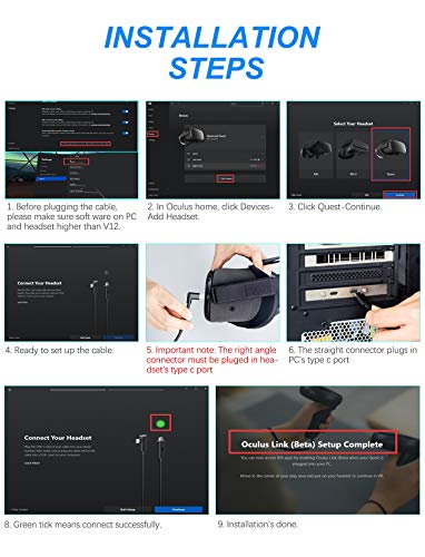 NEWZEROL In totaal 6 m / 20 ft type C stabiele datakabel compatibel met Quest/Quest 2 Link Steam VR, verlengkabel met… - Image 6