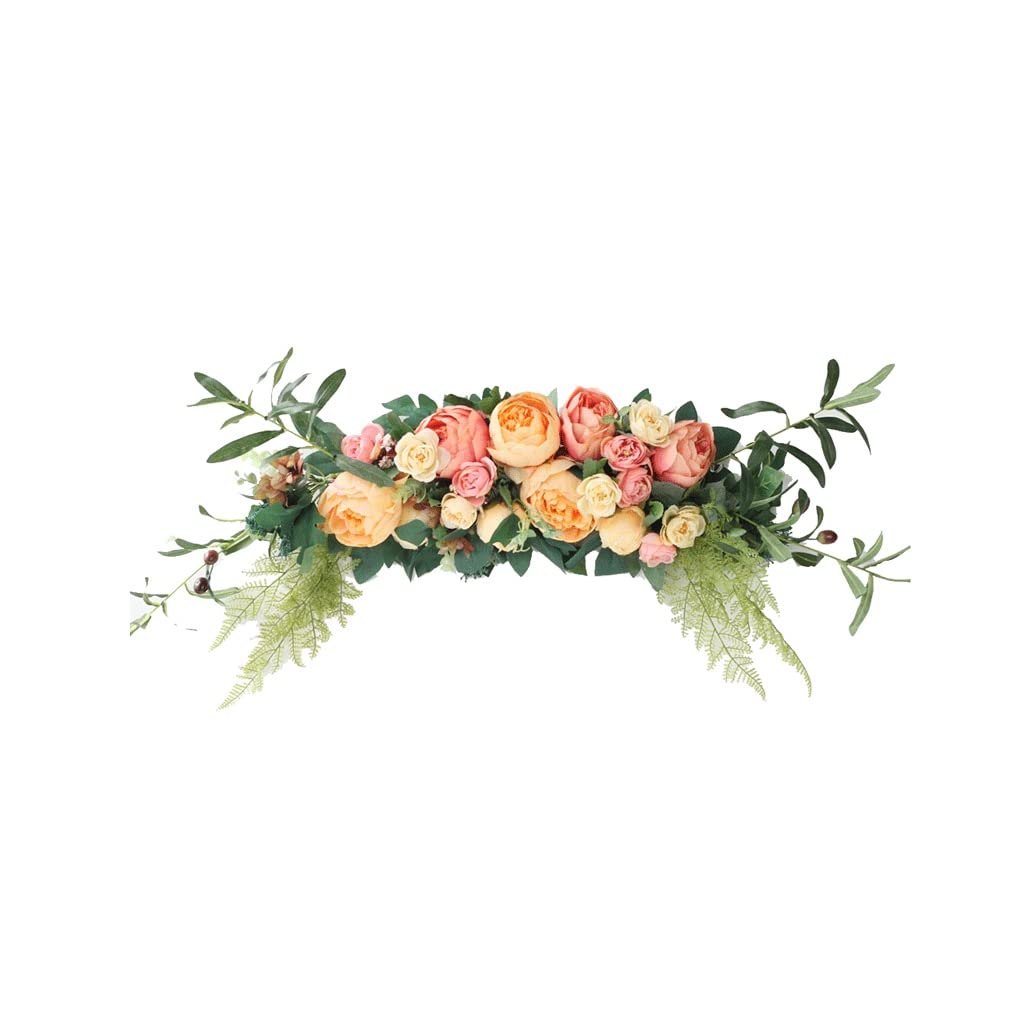 Guirlande de coeur rose jaune en fleur artificielle pour decoration de Noel