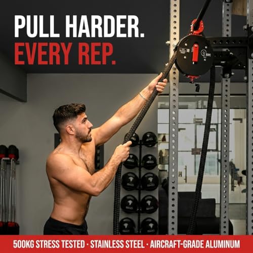 Image of Qrope Endless Rope Trainer Machine - Portable Rope Pull Pulley System - Home Gym Workout Equipment for Strength Training - Infinity Rope for Upper Body and Forearms