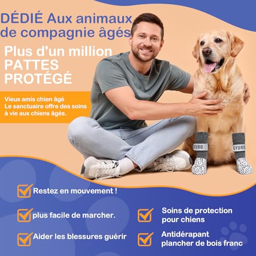 Doppelseitige Anti-Rutsch Hundesocken für den Innenbereich, um das Lecken der Pfoten zu verhindern-Pfotenschutz Haustierpfoten Schutz Traktion Kontrolle Socken auf Hartholzboden (Grau, XXL)