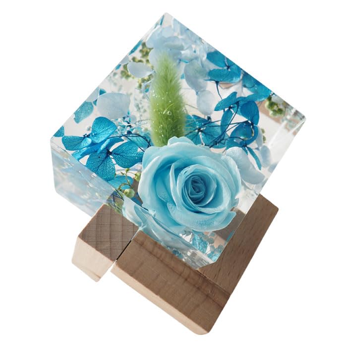 Amazon｜クリスタルハーバリウム ブルー1個 花 ギフト 固める 固まる