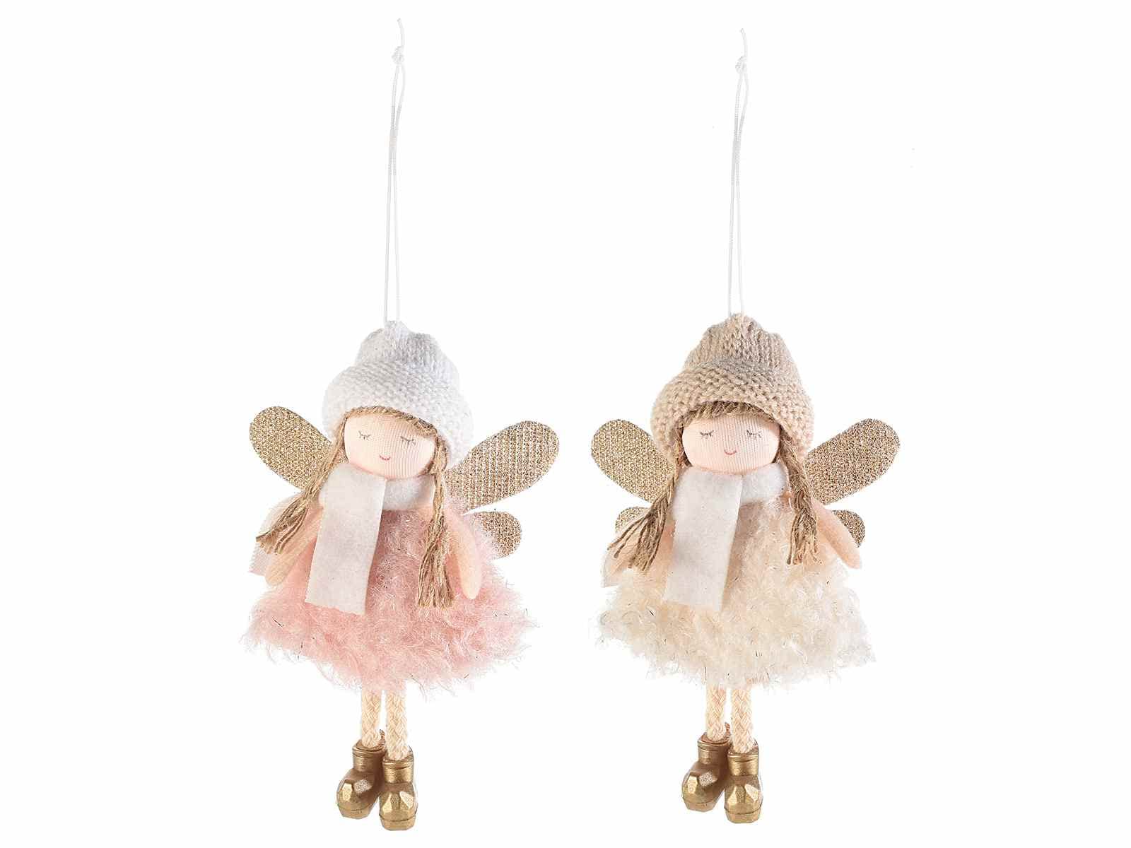 Gruppo Maruccia - Decorazioni per Albero di Natale a Forma di Angioletti - In Pelliccia Sintetica e con Ali - Set da 8 Pezzi - Addobbi Natalizi da Appendere