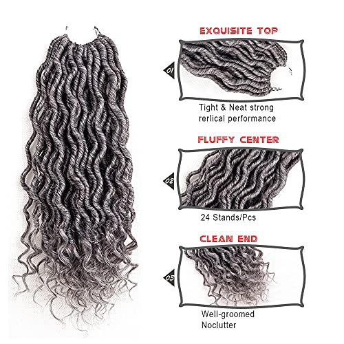 6 Packs Goddess Locs Crochet Hair 14 Inch Gray Wavy Curly Faux Locs Crochet Braids Synthetic Hair Extensions Dreadlocks Crochet Locs Braiding Hair Goddess Brainds Crochet Hair (14" (6 Packs), 51) #TOP2