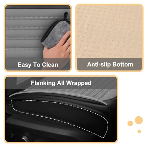 Image of Car Seat Cover for Chevy Equinox 2005-2026 Full Coverage Nappa Leather Car Seat Protector, Fashion Anti-Slip Waterproof Breathable Easy to Install, Auto Interior Accessories(Front Seat,Black&Gray)