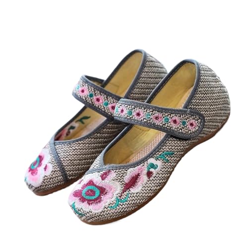 Chaussures plates vintage avec broderie coton femme idéales pour vos promenades