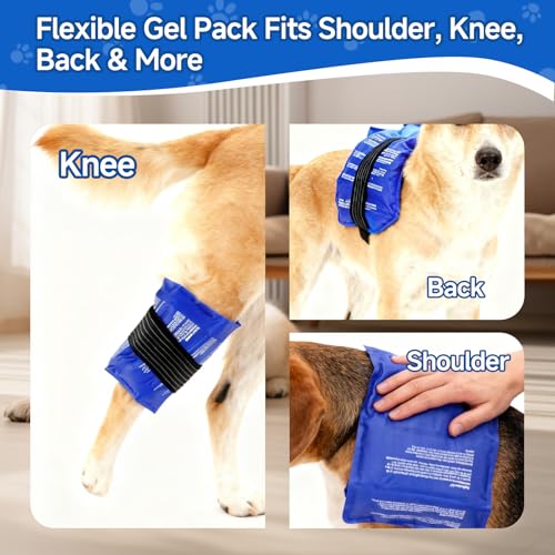 Image of Dog Gel Ice Packs, Reusable Hot and Cold Ice Packs for Dog Injuries, Joint Pain, Muscle Soreness, Pain Relief, Post-Surgery Recovery, Adjustable Pet Gel Wrap for Dog's Knees, Back and Shoulders