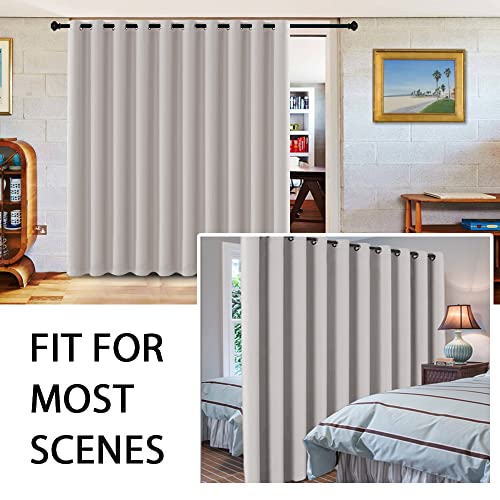 Image of H.VERSAILTEX Blackout Curtains for Sliding Glass Door Room Divider Curtains Noise Reduce Curtain Panel Portable Window Screen Sliding Partition, W180 x L96 inches /8' Tall by 15' Wide, Stone