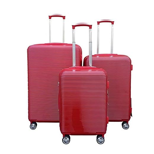 Kemyer Series 850 Expandable Hardside Luggage Spinner Wheeled Suitcase 28, 24 & 20 inch, 3 pc set (One Size, Red)