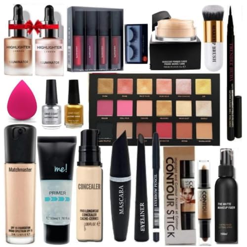Lovegirl Cosmetic Beauty Care Kit for Bridal Makeup, Complete Set with Eyeshadow Palette, Highlighters, Lipsticks, Foundation, Concealer, Brushes, Eyeliner (Set of 19)-image-25