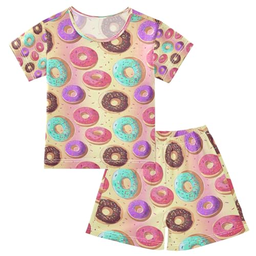 senya Colorful Doughnut Cute Summer Pajamas Set Short Cotton Sleepwear 2 Piece
