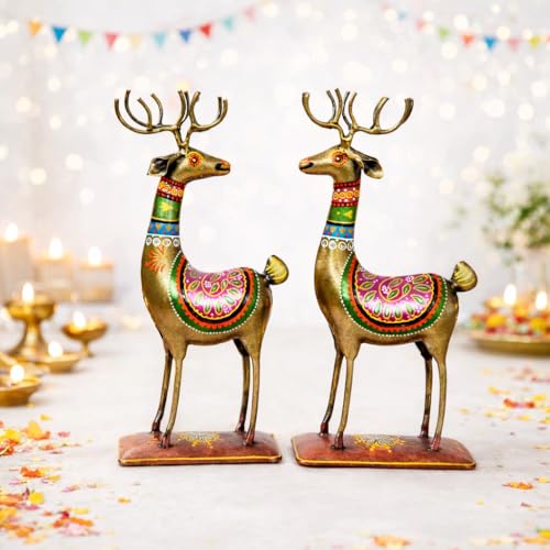 Image of CraftVatika Home Decor Romantic Couple of Lucky Deer Reindeer Set, Home Decoration Items for Living Room, House Warming Gifts, Decorative Items for Drawing Bed Room, Return Gift Items for Woman Man