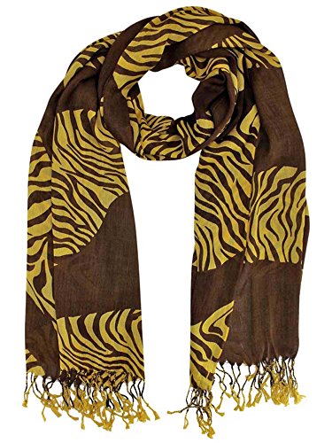 Luxury Divas Animal Print Scarf Wrap With Fringe