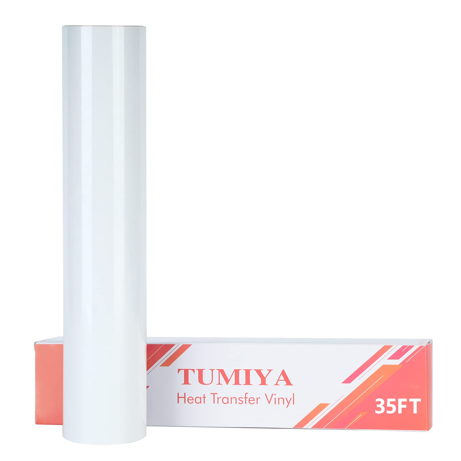TUMIYA Vinilo HTV – Vinilo de transferencia de calor blanco de 12 pulgadas x 35 pies, vinilo adhesivo brillante para Cricut y Cameo, vinilo térmico fácil de cortar y diseñar (blanco)