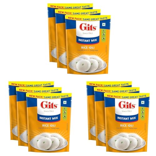 Image of Gits Instant Rice Idli Breakfast Mix, Makes 45 per Pack, Pure Veg, Authentic South Indian Breakfast Recipe, 1500g (Pack of 9 X 500g Each)
