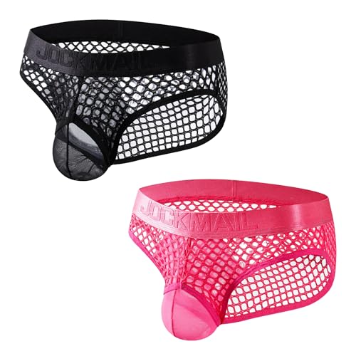 JOCKMAIL Mens Briefs Underwear Mens Sexy Mesh Low Rise Briefs Soft Breathable Underwear