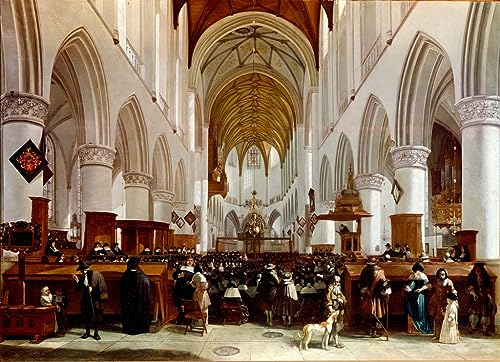 Cuadro de lienzo de iglesia para salon de Gerrit Adriaensz Berckheyde, mural elegante 60x90cm