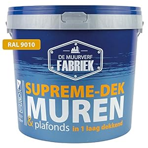 De Muurverffabriek | Muurverf | RAL 9010 | 1 laag dekkend | Supreme-dek | 10 liter