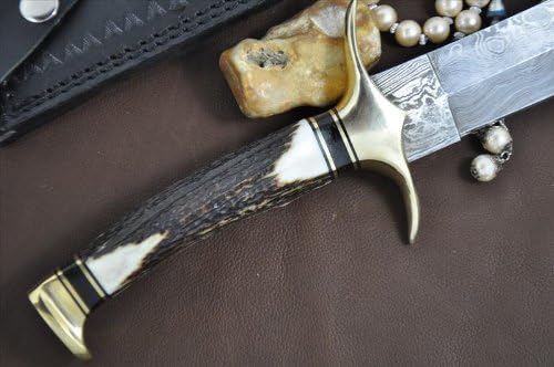 Miniatura 7 de Perkin Cuchillo de caza hecho a mano de acero Damasco - Cuchillo de caza Beautifu con funda