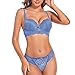 SHEKINI Damen BH Set BH Und String Spitze Trägerloser Abnehmbare Träger Push Up Bügel BH Unterwäsche Lingerie Tanga Dessous Sets
