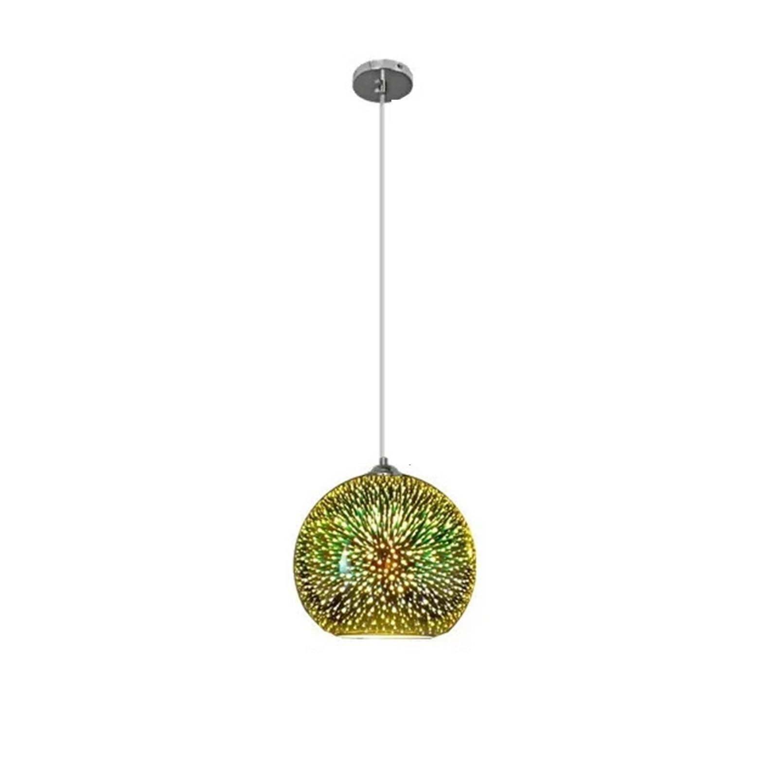 OLGyn Fireworks Light Lamp Modern Creativity Fireworks Pendant Lamp 3D Vision E27 Glass LED Colorful Bedroom Chandelier Café Bar Restaurant Mood Lights (Color : L Size 25cm, Size : Copper Body)
