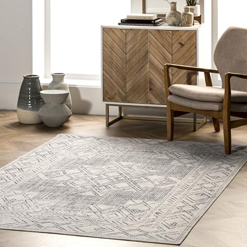 Tapete Nuloom SpinClean 5' x 8' Gris Claro/Ivory miniatura 1