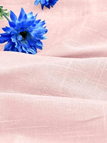 Image of Cotton Linen Solid Curtain with Eyelet Rings,Long Door Curtains for Pooja Room /Living Room /Dining Hall /Hotel /Bedroom /Kid Room /Kitchen (9 Feet, Baby Pink) Set of 2, Eyelet