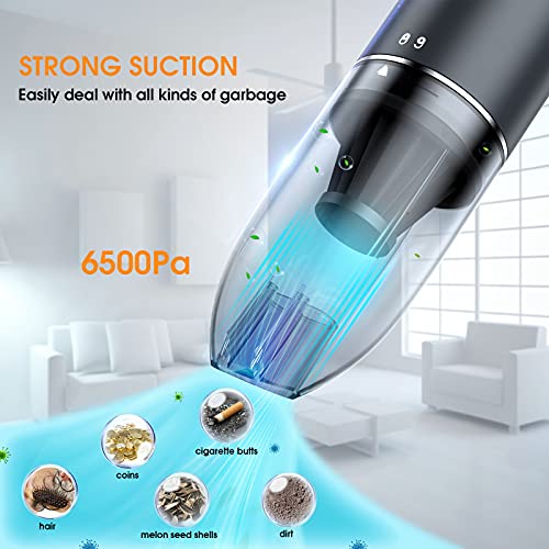 Aspirateur à Main sans Fil Puissant 6500 Pa, Aspirateur de Table Eau Possière Batterie 2000mAh pour Poils de Chien Chat Possière, Mini Aspirateur Portable Anti Possière Voiture Maison Lavable - Image 4