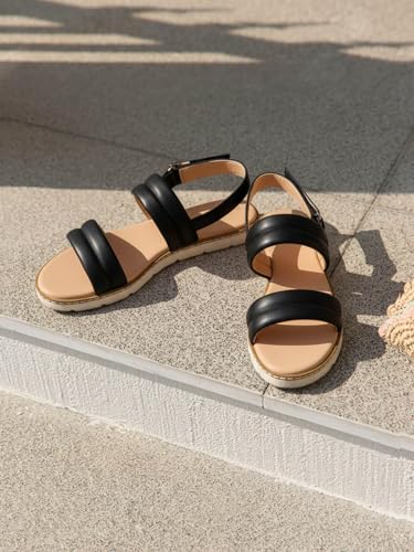 Image of Coutgo Girls Sandals Comfort Open Toe Flat Sandal Summer Dress Shoes with Adjustable Back Strap