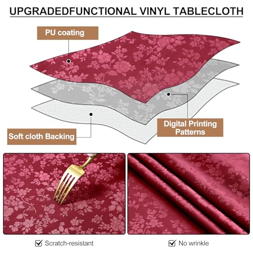 Image of Smiry Heavy Duty Vinyl Fitted Tablecloths for 6 Foot Rectangle Tables