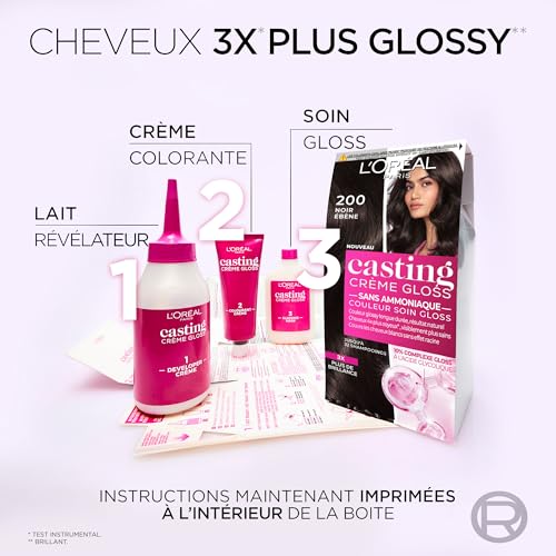 L’ORÉAL PARIS - Coloration Cheveux Semi-Permanente Ton sur Ton - Couleur Soin Gloss - Sans Ammoniaque - Casting Crème Gloss - Nuance : Prune Açai (316)