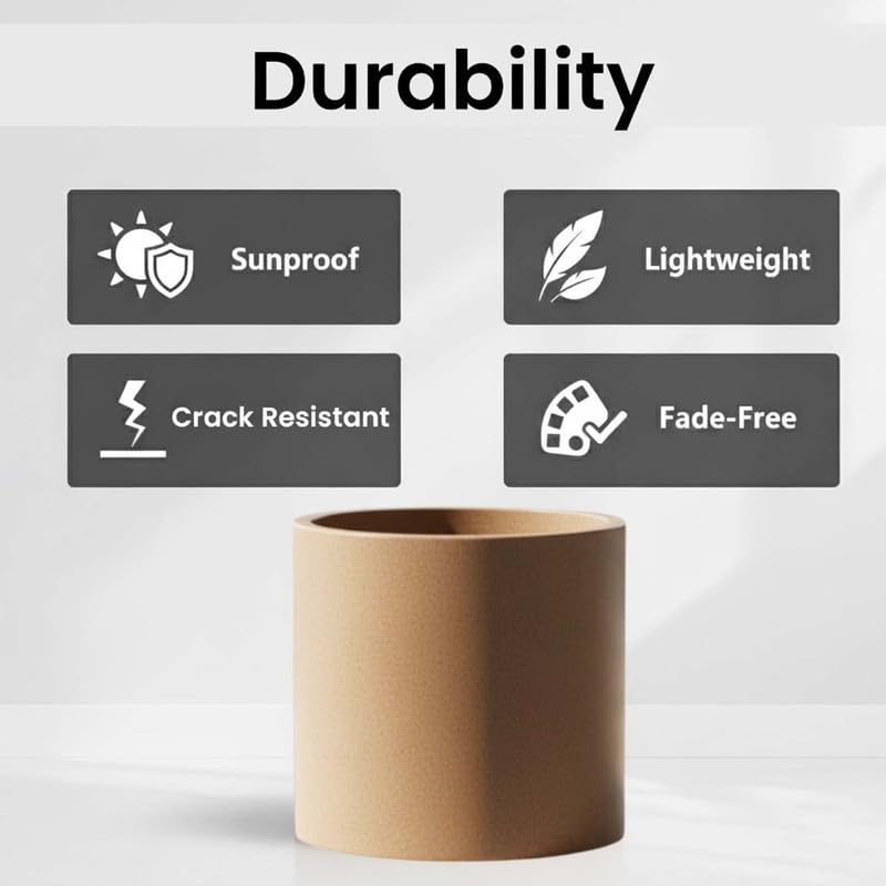 Image of Amazon Brand - Umi Tube 12 Inch Round Pots for Planter & Flowers Gamla - Lightweight, Durable Outdoor & Indoor Planters, Perfect for Balcony & Terrace Gardens (Brown)