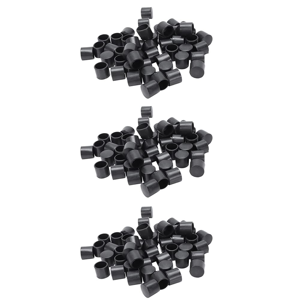 Hndhbfgrt 150 Pcs Black Rubber PVC Flexible Round End Cap Round 12mm Foot Cover