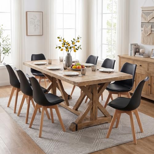 HAPPYMONT Dining Chairs Set of 8, PU Leather Padded Seat for Living Room by HAPPYMONT - Used condition - US$183.29