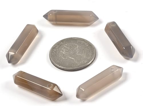 Vista 114 de Cuarzo rosa de 1.28 pulgadas (1.260 in) con piedras preciosas naturales hexagonales para hacer joyas, cuentas de curación de reiki de chakras