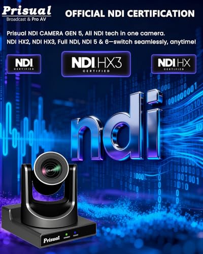 Image of Prisual NDI PTZ Camera System Gen 5, NDI 6 & NDI HX3 Certified, 20X Optical Zoom, AI Auto Tracking, PoE HDMI SDI Bundle PTZ for Church Worship, PTZ Controller, (NDI PTZ Bundle TEM-20N PROx2+TEM-JOY1)