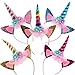 LUKIUP Einhorn Stirnband, 5 Stück Unicorn Horn Stirnband mit Ohren und Blumen, Einhorn Geburtstag Haarreif, Haarschmuck für Ostern Geburtstag Party Karneval, Head Accessoires Party Dekoration